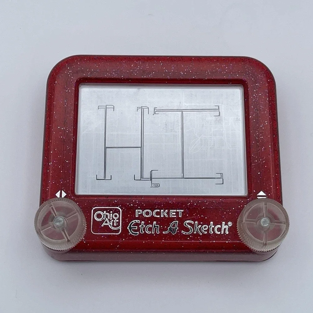 Vintage Pocket Etch A Sketch Red Glitter by Ohio Art